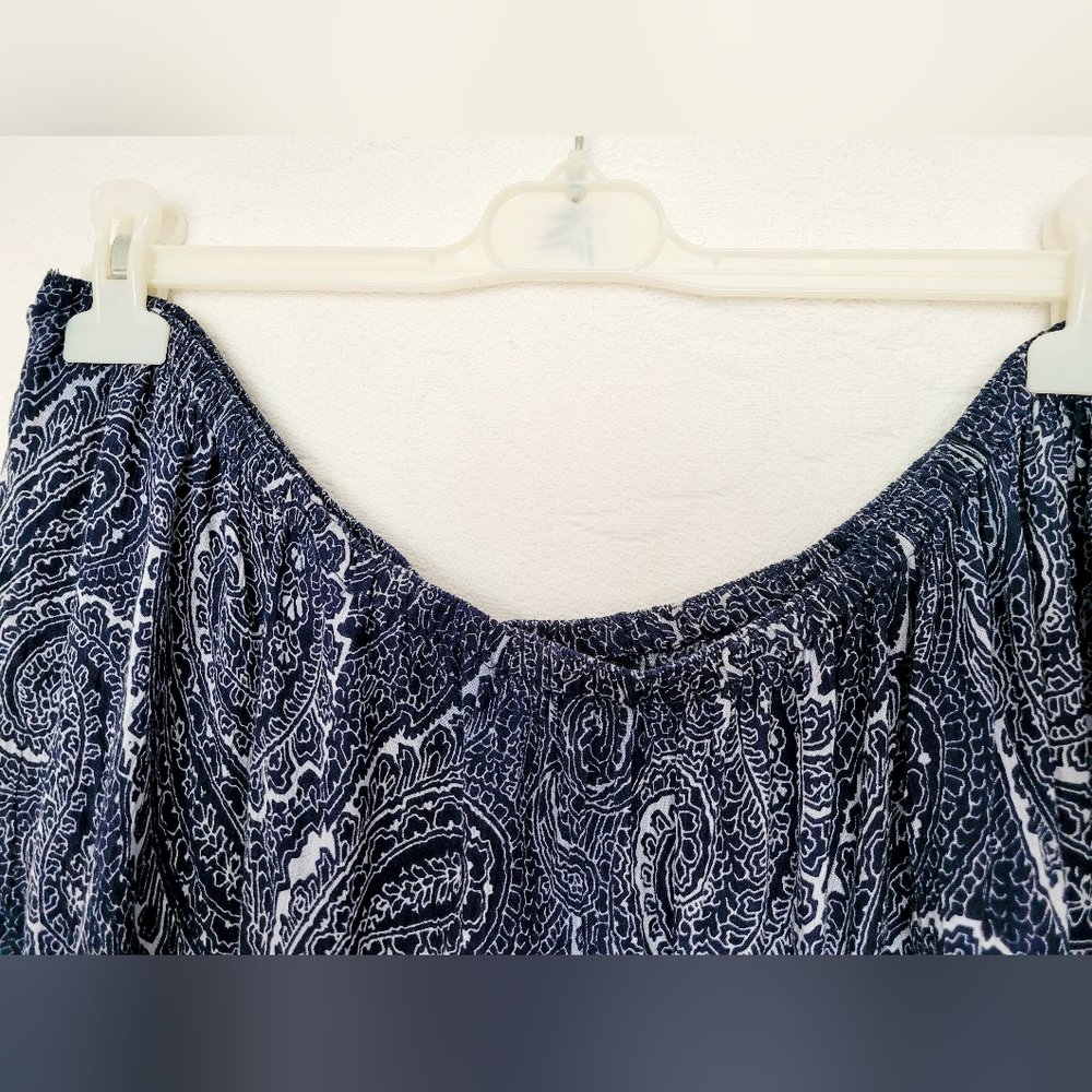 Roz&Ali Women's Plus Size 100%Rayon Maxi Skirt Crinkle Ruffle Pull On Blue 2X - Picture 9 of 12